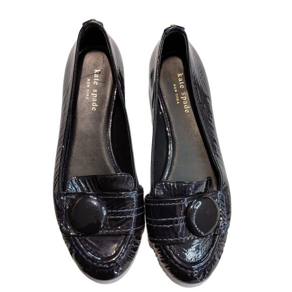 Kate Spade New York Patent Leather Whipstitch Trim Loafers Black Womens Size 7.5 - Picture 9 of 10